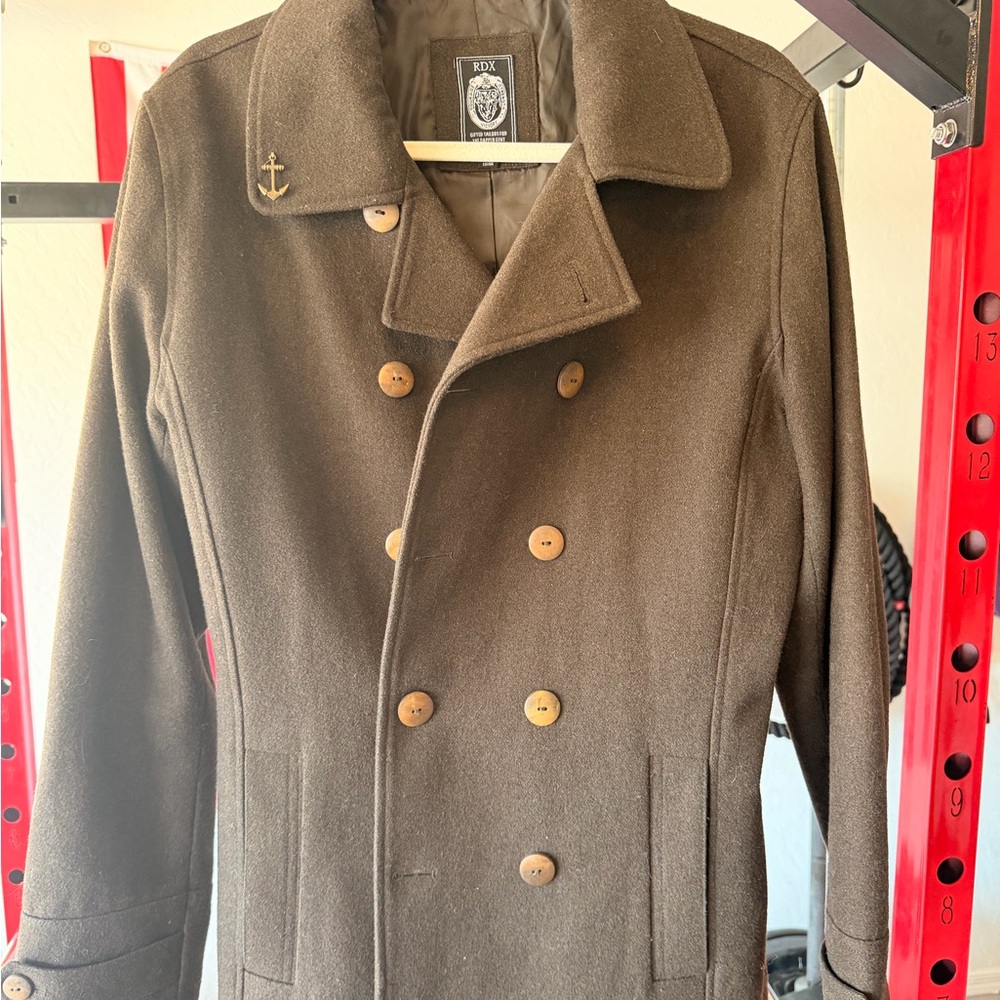 Rothco Men's Dark Brown Peacoat with Anchor Detail